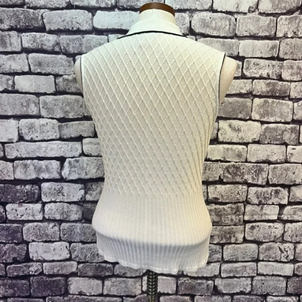 Tehama Vintage White & Black Sleeveless Sweater Size Medium - Picture 6 of 9